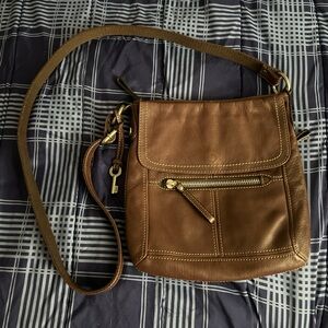 Fossil Brown Leather Crossbody Bag